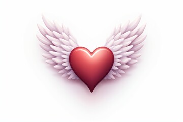 Heart with Cupid wings. Light background with selective focus and copy space