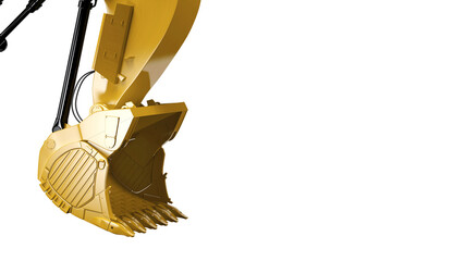 Hydraulic construction site bulldozer shovel, isolated, 3d rendering, 3d illustration, design, isolated