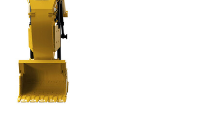 Hydraulic construction site bulldozer shovel, isolated, 3d rendering, 3d illustration, design, isolated