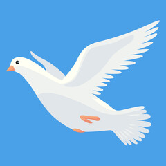 Pigeon animation. Bird motion wings in heaven. Flying migratory pigeon, cartoon  illustration. Bird dove animation element