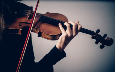female hands and violin close-up