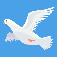 Pigeon animation. Bird motion wings in heaven. Flying migratory pigeon, cartoon  illustration. Bird dove animation element