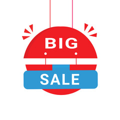 Big sale banner hanging style. Design for advertising or business. Modern vector template.