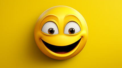 3d Winking emoji face slight smile winky emoticon with closed one eye wink - obrazy, fototapety, plakaty