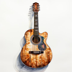 Obraz premium watercolor Guitar clipart, Generative Ai