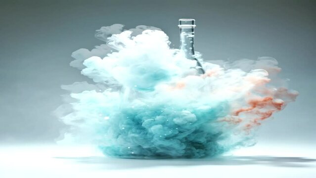 Test tubes in the research lab give off a smoke effect with an overlay effect display, a cool dramatic transition. great for billboards, business, health, vaccines, knowledge etc. Generative AI