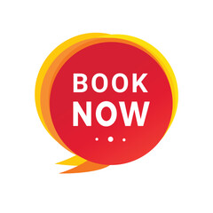 Book now banner, label, element. Design for advertising or business. Modern vector template.