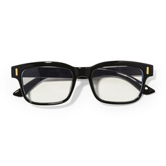 Product Photo of Modern Black Square Eyeglasses Isolated on White Background  