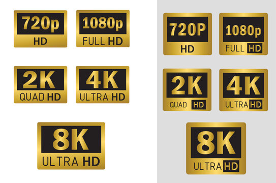 8k ultra hd, 4k ultra hd , 2k quad hd , 1080 full hd and 720 hd dimensions