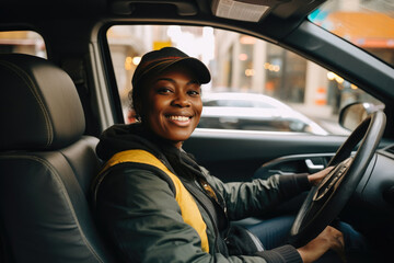 Happy Female Chauffeur in NYC