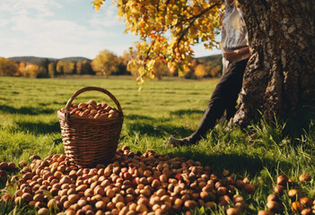 Crunchy Bounty A Basket of Fresh Nuts