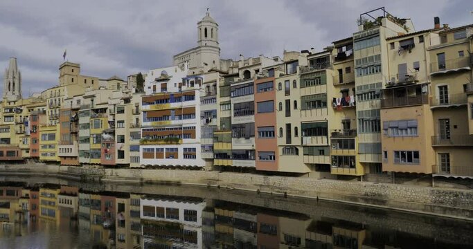 Girona along the Onyar river, Catalonia, Spain