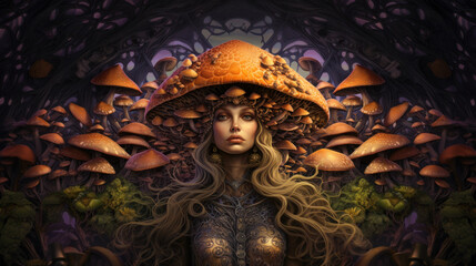Intricate image of psychedelic goddess
