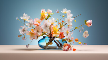 Bouquet of glowing colorful flowers