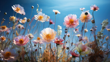Obraz na płótnie Canvas Unreal fantastic vibrant color blossoming flowers
