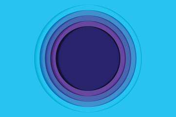 Obraz premium Blue 3D Circle Papercut Background. Abstract Paper Cut Background with Shadow for Banner, Poster, Web, Presentation, Wallpaper, Vector Illustration