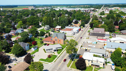 Aerial view of Aylmer, Ontario, Canada  on summer morning