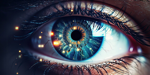 Close up of an eye, bright and colourful  - obrazy, fototapety, plakaty