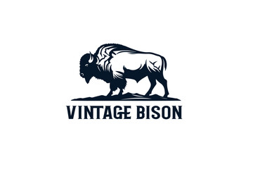 vintage bison logo design 