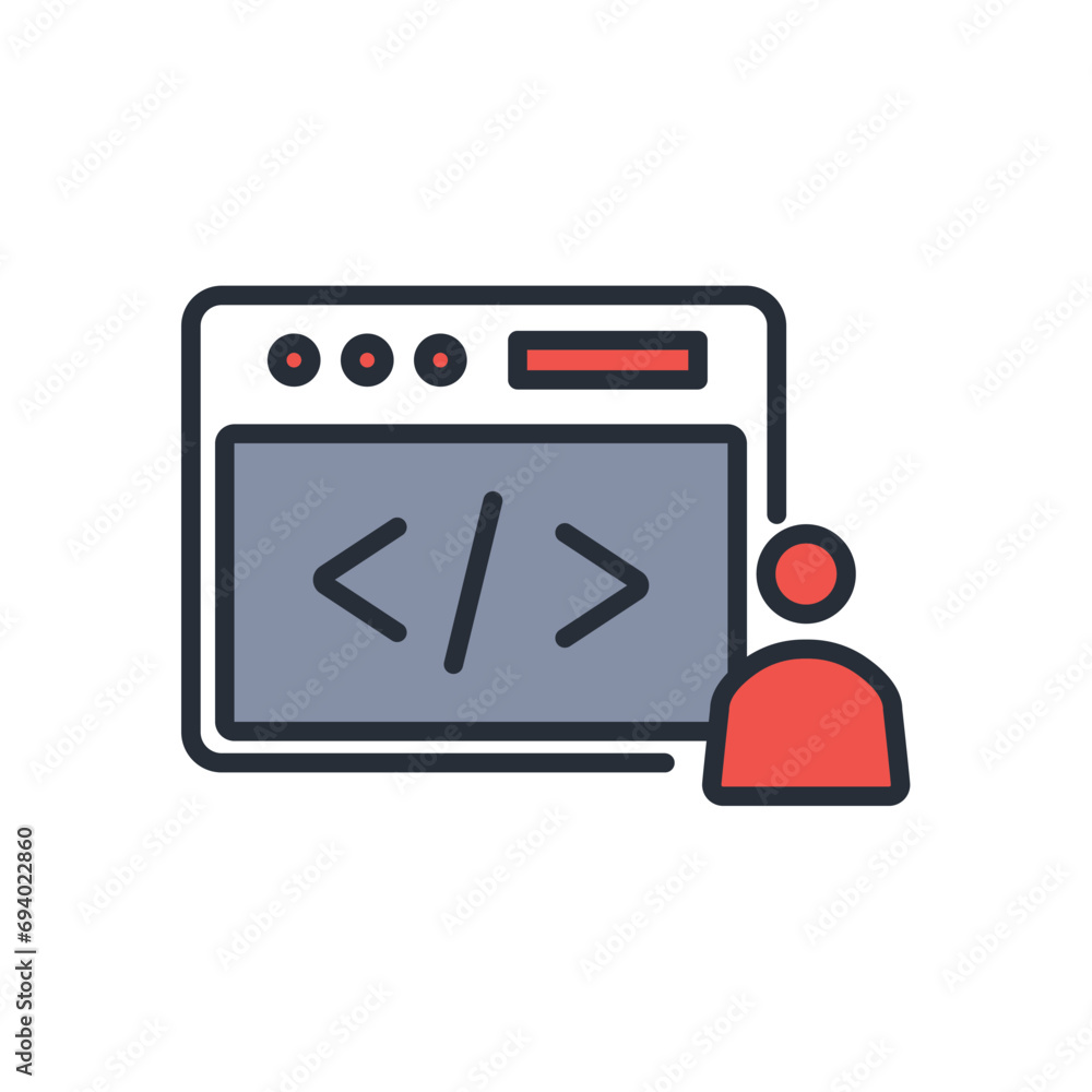 Poster developer icon. vector.editable stroke.linear style sign for use web design,logo.symbol illustration