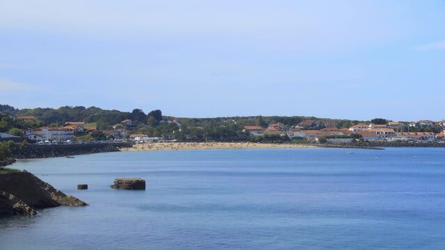 Scenic view on the district of Socoa and its beach on the St-Jean-de-Luz bay in Ciboure, France