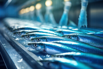 Seafood raw mackerel ice fresh healthy food sea fish background market - obrazy, fototapety, plakaty