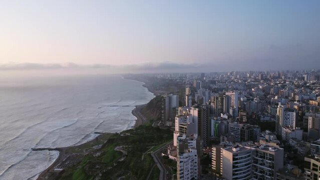 Miraflores Lima Cityscape Drone View in clear day