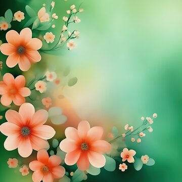 spring flowers on a bright background. trendy color of the year 2024 peach fuzz