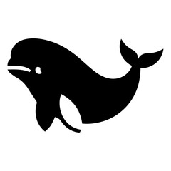 Obraz premium minimal Beluga whale vector silhouette black color white background