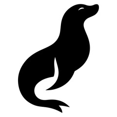 minimal Beluga whale vector silhouette black color white background