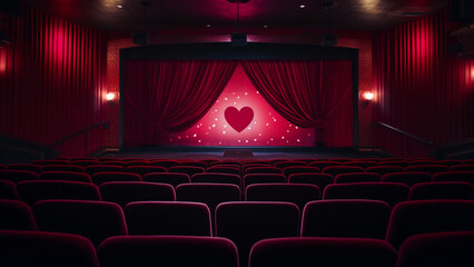 romantic moment at the cinema - obrazy, fototapety, plakaty