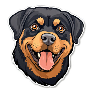 realistic rottweiler sticker vector art on a white background