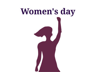 Head and body woman Woman purple raises her arms and raises a fist. for women day