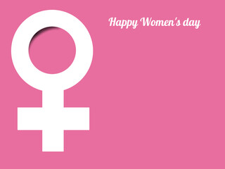 Female symbol illustration design on the left side of the frame and leave space for international happy women day on pink background