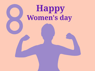 Illustration head woman purple strong woman  Raise both arms. for happy women day