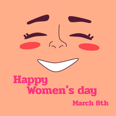 Illustration design face woman smiling for happy women day march 8