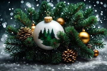Naklejka na ściany i meble christmas tree decoration holiday ball celebration xmas