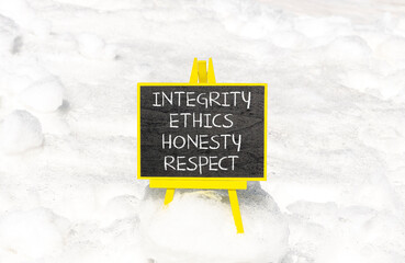 Integrity ethics honesty respect symbol. Concept word Integrity Ethics Honesty Respect on beautiful...