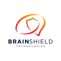 Brain shield logo template illustration