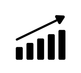 Growing graph.  Business chart with arrow.