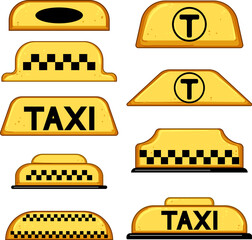 taxi sign set cartoon. service cab, car yellow, vehicle transportation taxi sign sign. isolated symbol vector illustration