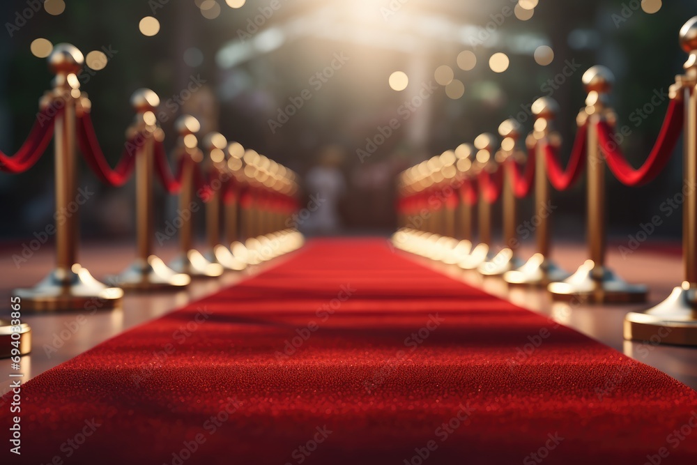 Aufkleber A red carpet background and depth of field. Generative AI.
