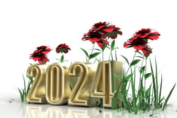 Year 2024 Golden Transparent Background