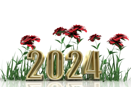Year 2024 Golden Transparent Background