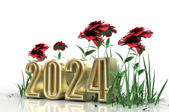 Year 2024 Golden Transparent Background
