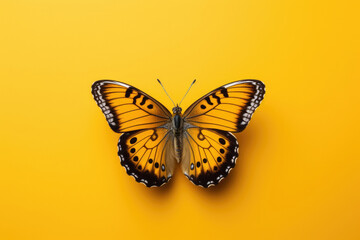 Fototapeta na wymiar Butterfly orange insect white wing isolated nature pretty background macro animal beauty