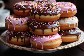 Delicious donuts on a plate
