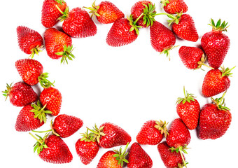 Fresh red strawberries on a white background, sweet strawberries for dessert