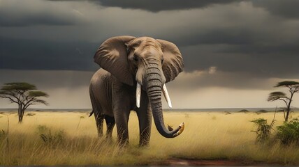 Elephant in Tsavo National Park, Kenya, Africa. - obrazy, fototapety, plakaty