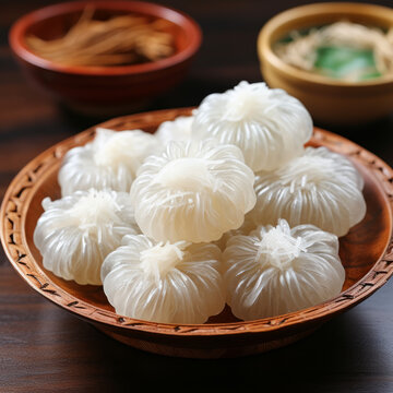 Dragon's Beard or long xu tang candies of the dessert based is an elastic mass of sugar and maltose syrup.